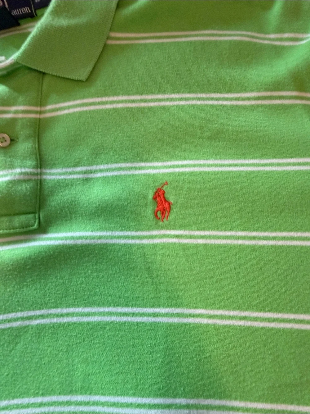 Polo by Ralph Lauren Lime Green and White Striped Polo